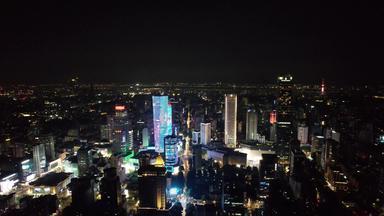 江苏南京城市夜景灯光大景航拍